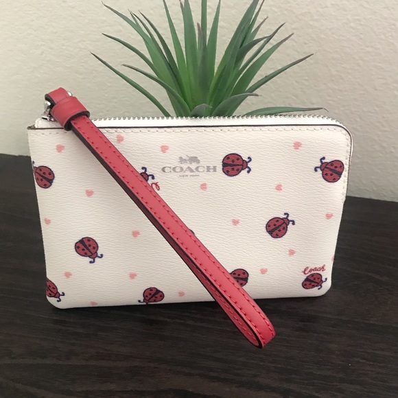 SOLD🚫Coach Corner Zip Wristlet with Ladybug Print - Picture 1 of 7